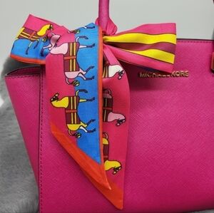 New Horse Print Silk Skinny Scarf Twilly